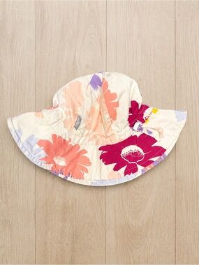 JAN & JUL Kids Floral Sun Hat - White with Pink & Purple Flowers